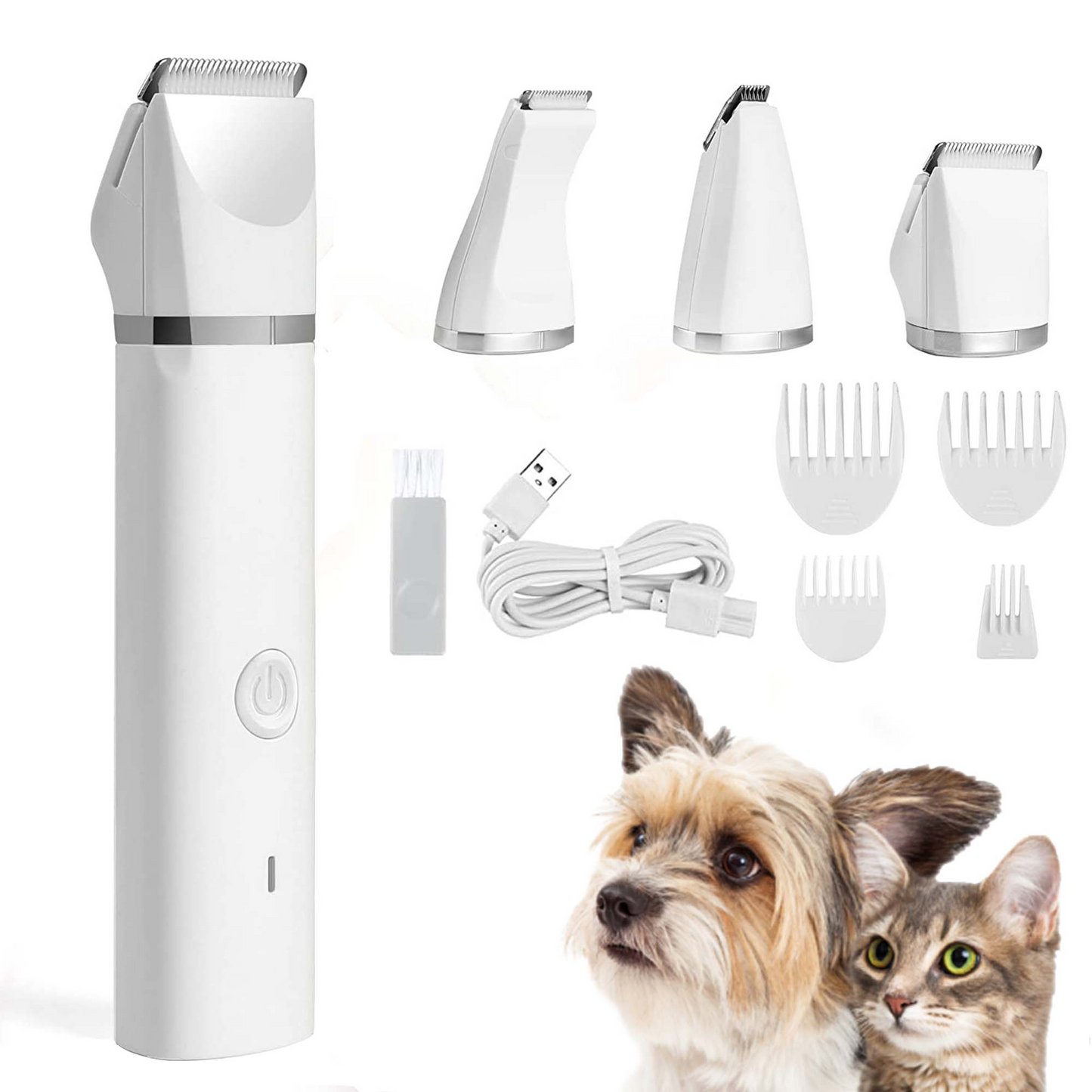 4 in 1 Pet Hair Clipper with 4 Blades Grooming Machine Trimmer & Nail Grinder Professional Haircut For Dogs Cats