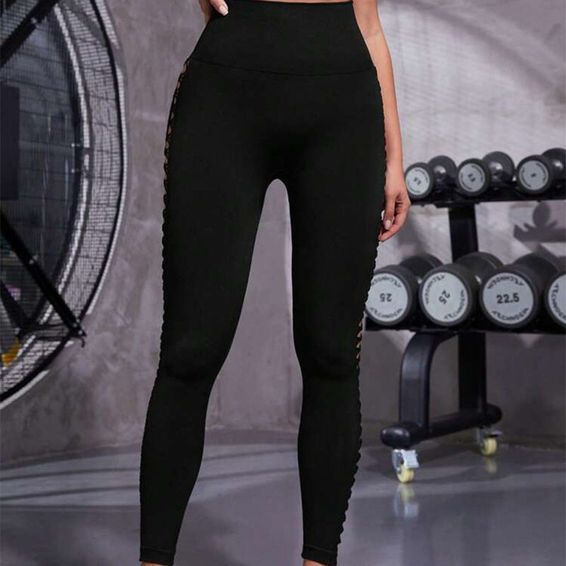 Hollow Tie Dye Printed Yoga Pants High Waist Seamless Pants For Women