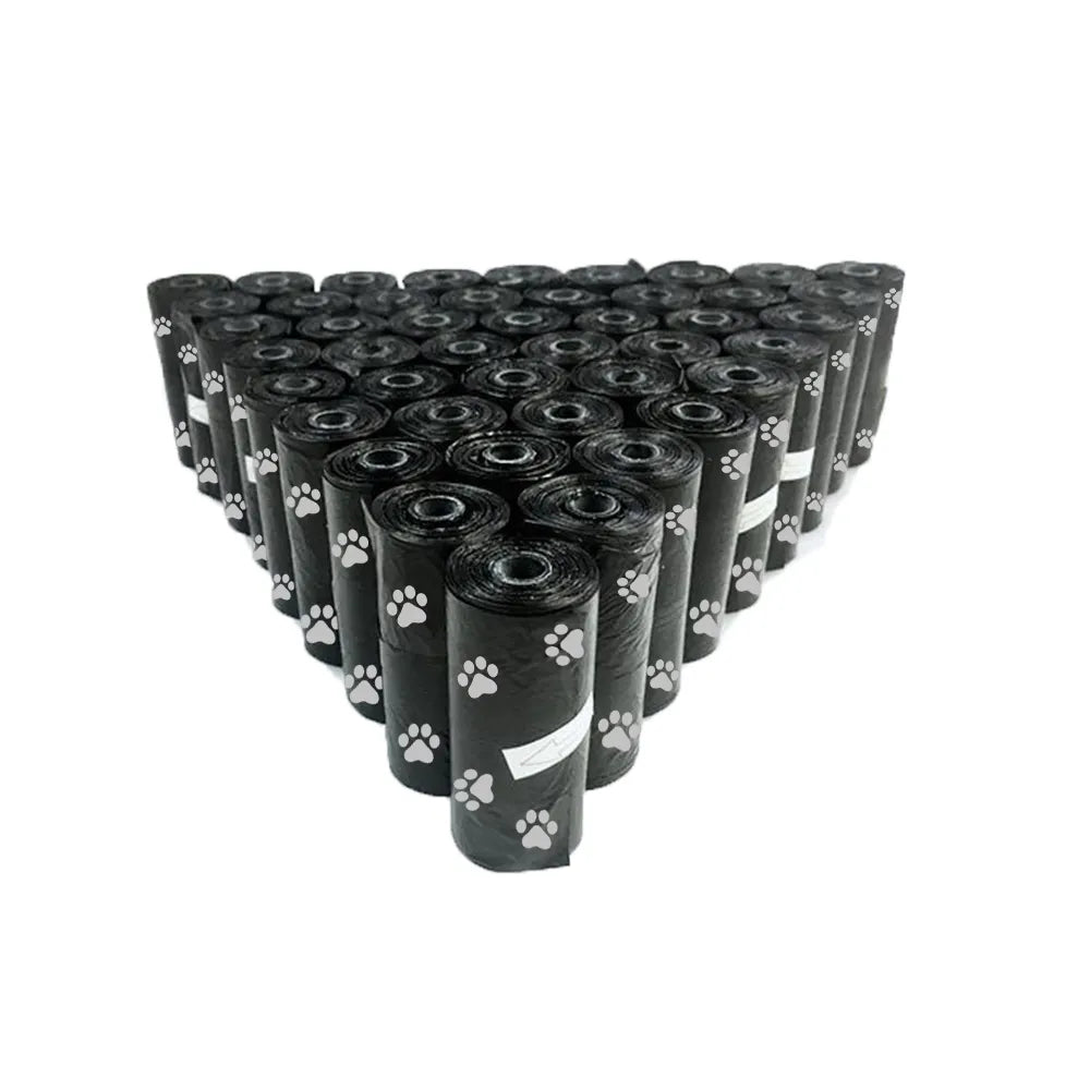 Disposable Dog Waste Bags, Bulk Poop Bags with Leash Clip and Bone Bag Dispenser 5Roll(75Pcs) Bags with Paw Prints