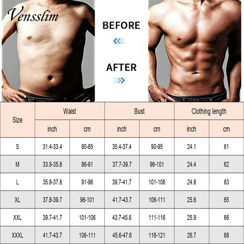 Men's Body Shaper Waist Trainer Sauna Vest Double Belt