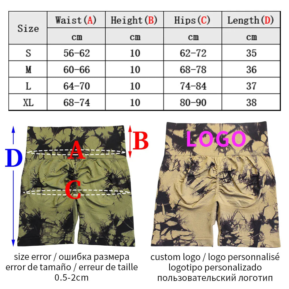 Seamless Tie Dye Sport Shorts For Women High Waisted