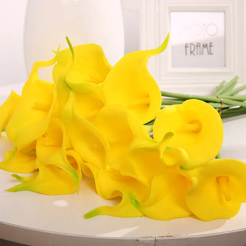 5/10 Pcs White PU Fake Flower Artificial Calla Lily for Home Decor