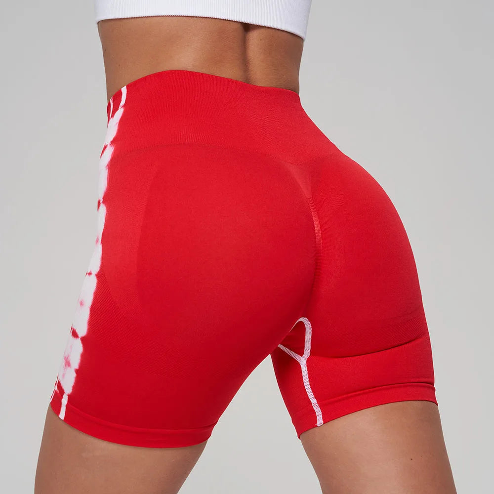 Seamless Tie Dye Sport Shorts For Women High Waisted
