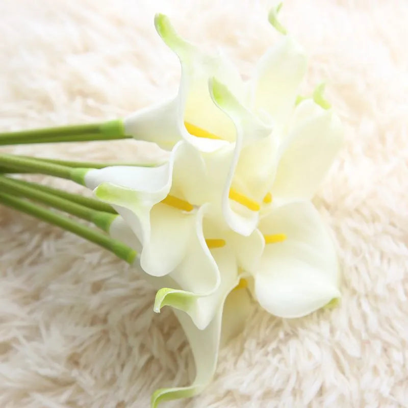 5/10 Pcs White PU Fake Flower Artificial Calla Lily for Home Decor