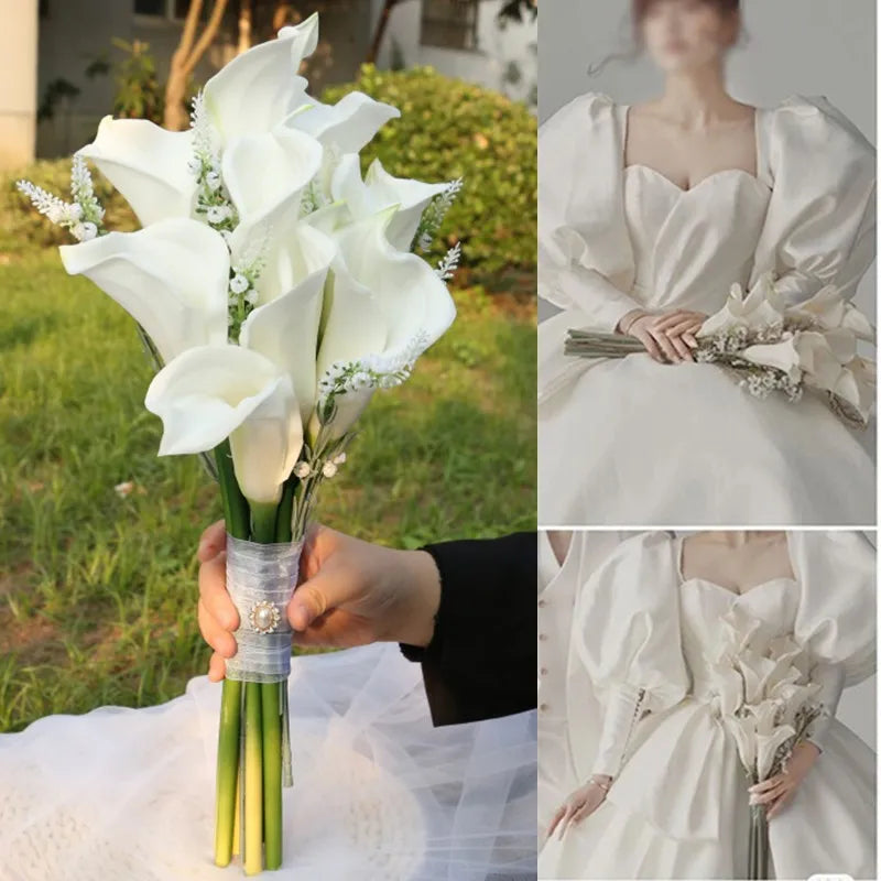 5/10 Pcs White PU Fake Flower Artificial Calla Lily for Home Decor