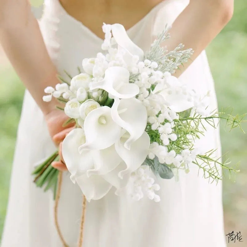 5/10 Pcs White PU Fake Flower Artificial Calla Lily for Home Decor