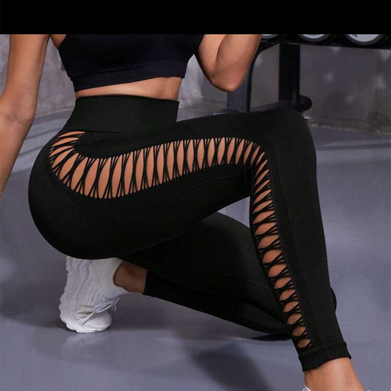 Hollow Tie Dye Printed Yoga Pants High Waist Seamless Pants For Women