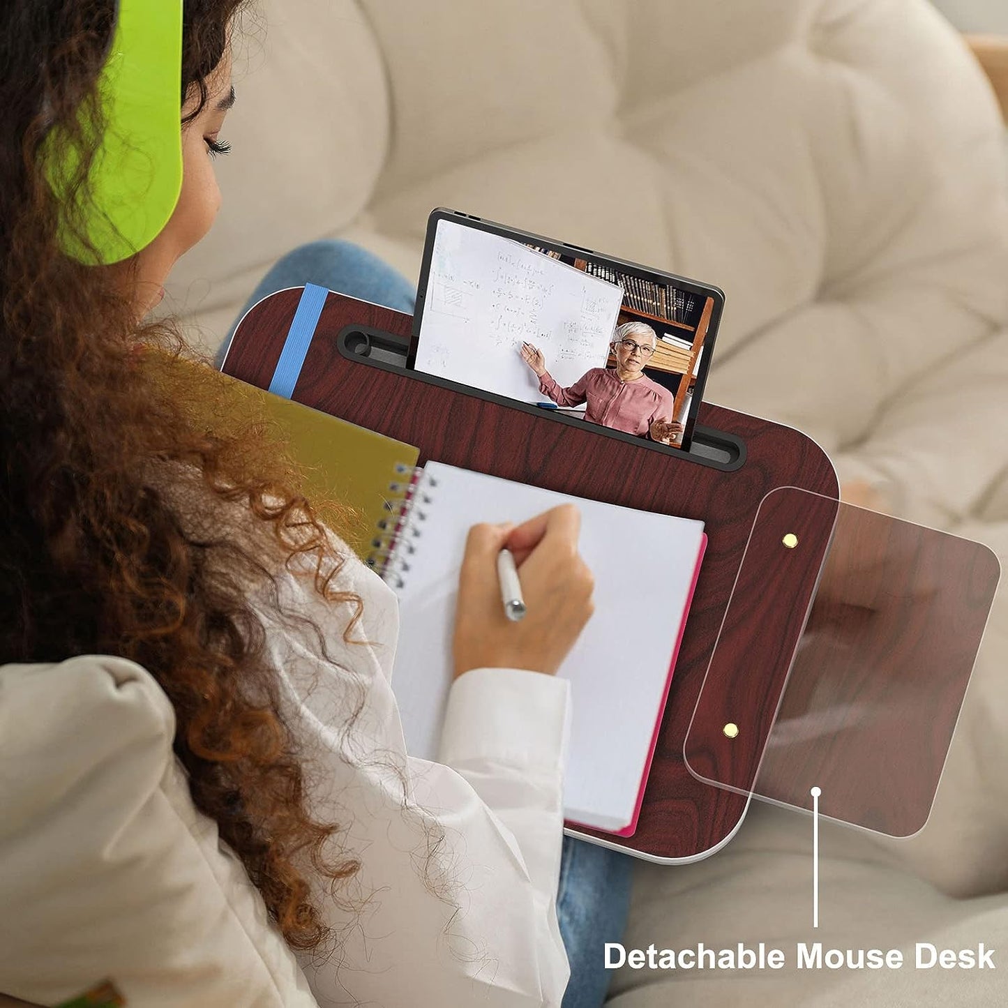 Lap Desk With Cushion, Tablet Holder And Detachable Mouse Tray
