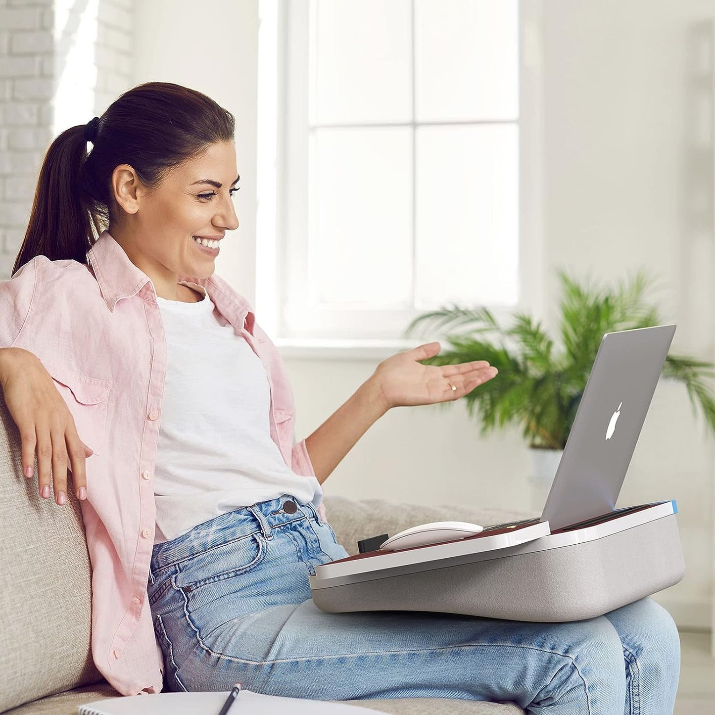 Lap Desk With Cushion, Tablet Holder And Detachable Mouse Tray