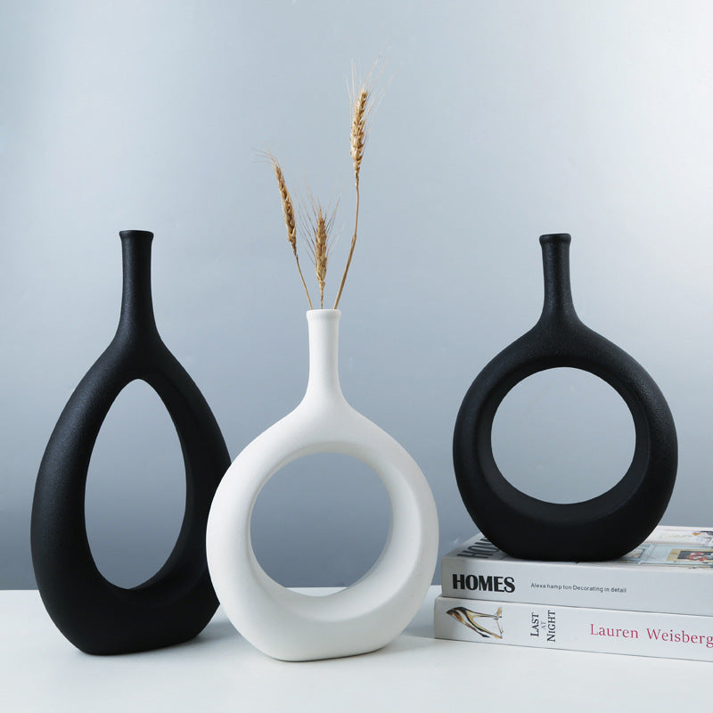 Simple And Special-Shaped Ceramic Vase Flower Arrangement Light Luxury Modern Home Decoration