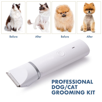 4 in 1 Pet Hair Clipper with 4 Blades Grooming Machine Trimmer & Nail Grinder Professional Haircut For Dogs Cats