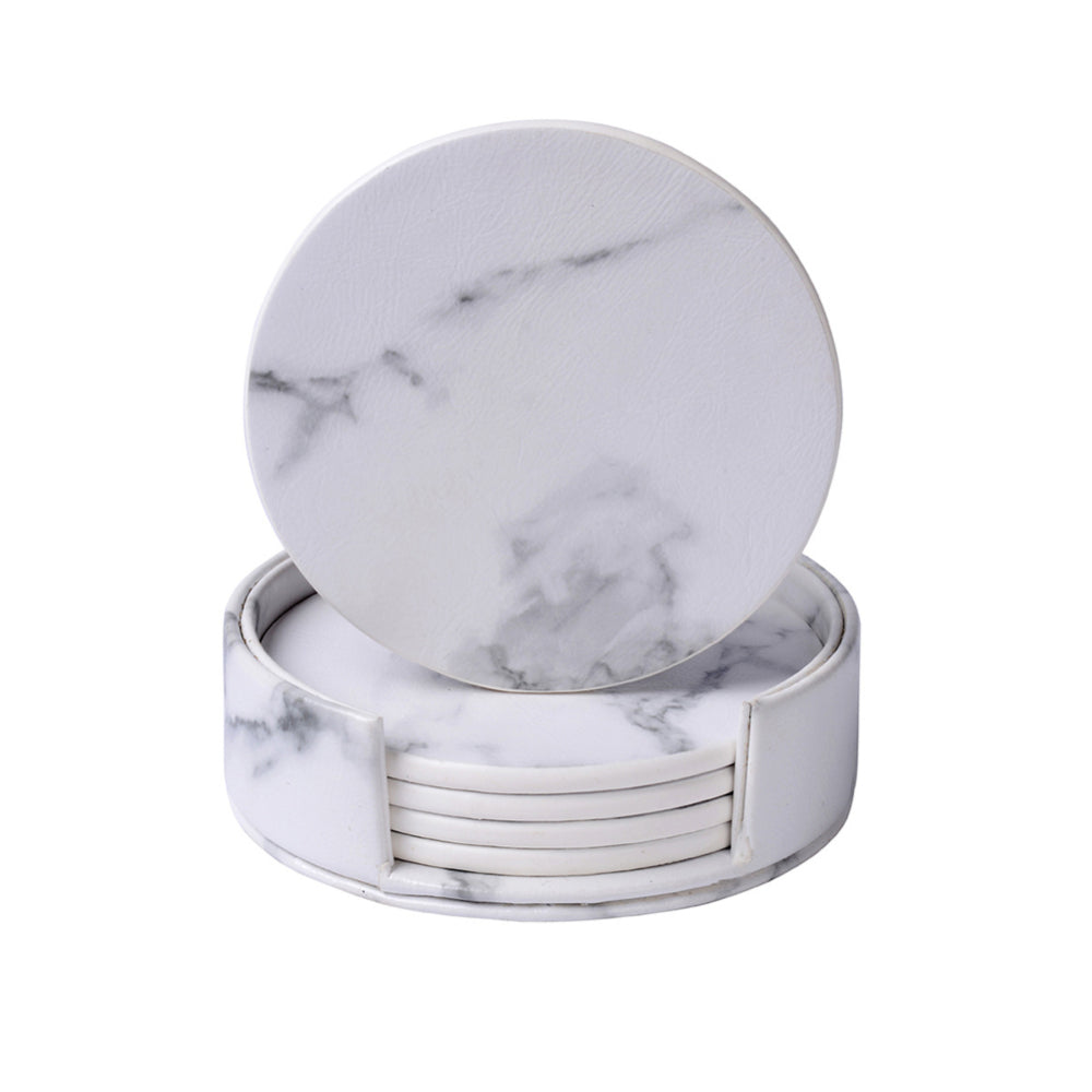 Marble Pattern Coaster Pu Coaster Double-sided Leather Coaster Bar Coaster Solid Color Leather Coaster