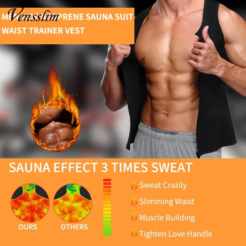 Men's Body Shaper Waist Trainer Sauna Vest Double Belt