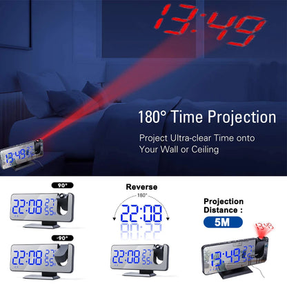 LED Digital Projection Alarm Clock with Projection FM Radio
