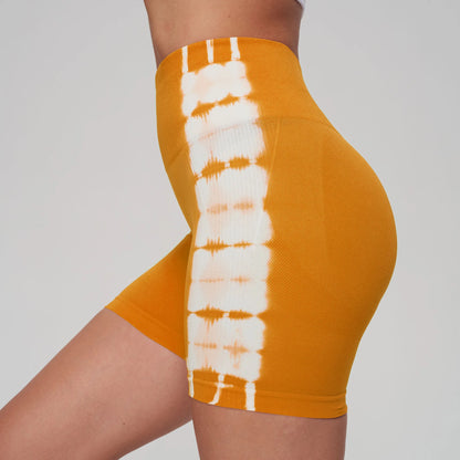 Seamless Tie Dye Sport Shorts For Women High Waisted