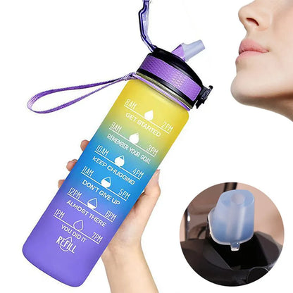 1 Liter Motivational Sport Water Bottle Leakproof