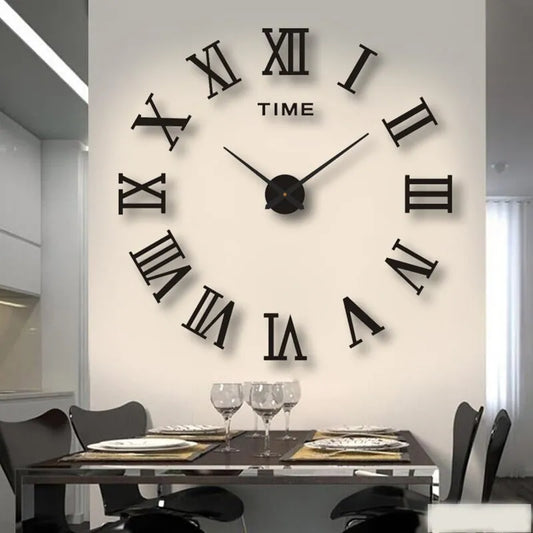 3D Acrylic Digital Wall Clock Roman Numerals Design Mirror