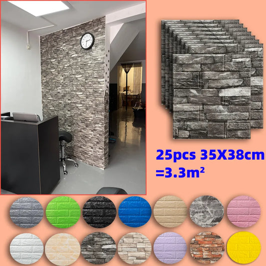 25pcs 3D Wall Stickers Self Adhesive Wallpaper Panel Home Decor