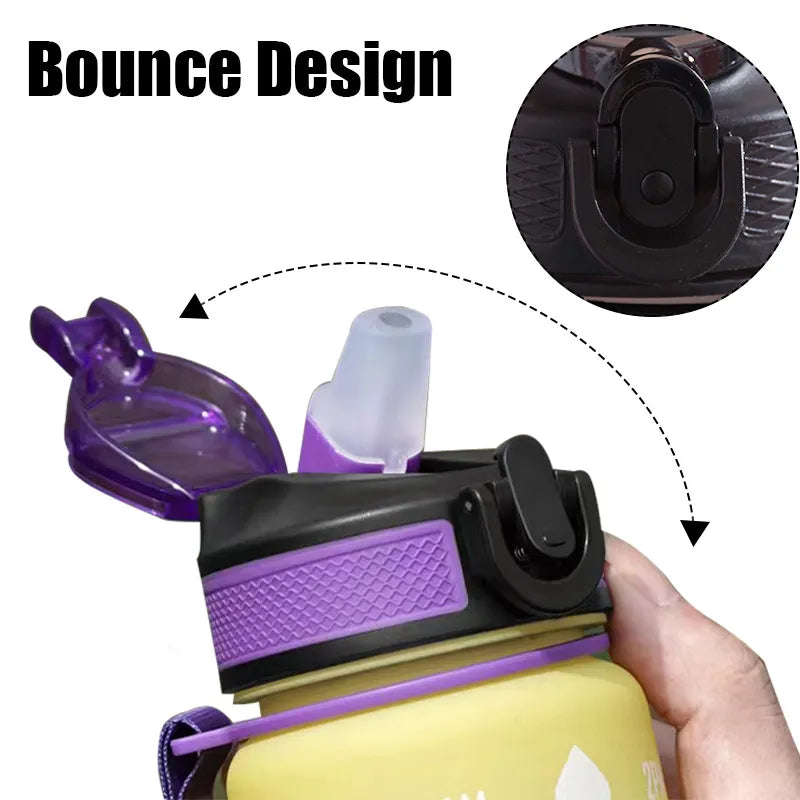 1 Liter Motivational Sport Water Bottle Leakproof