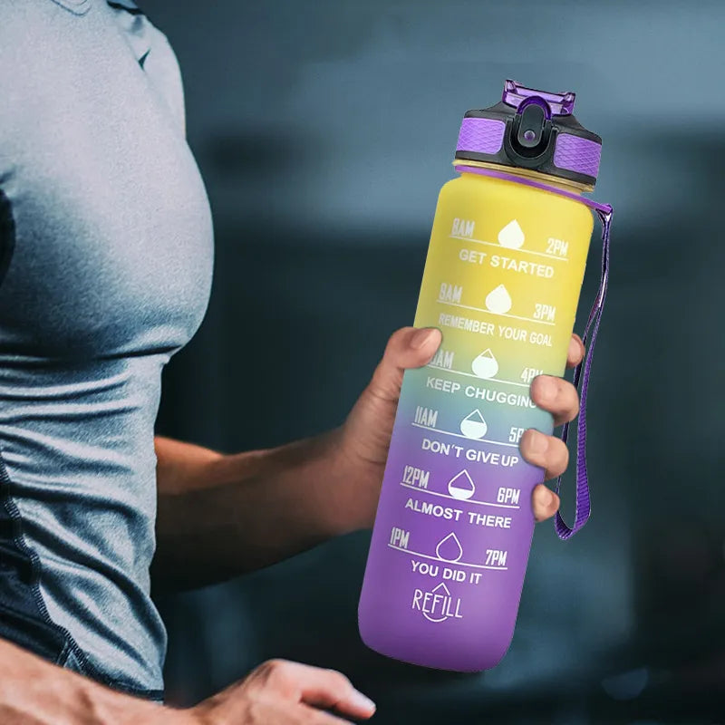 1 Liter Motivational Sport Water Bottle Leakproof