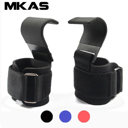 Weight Lifting Hook Grips With Wrist Wraps Hand-Bar