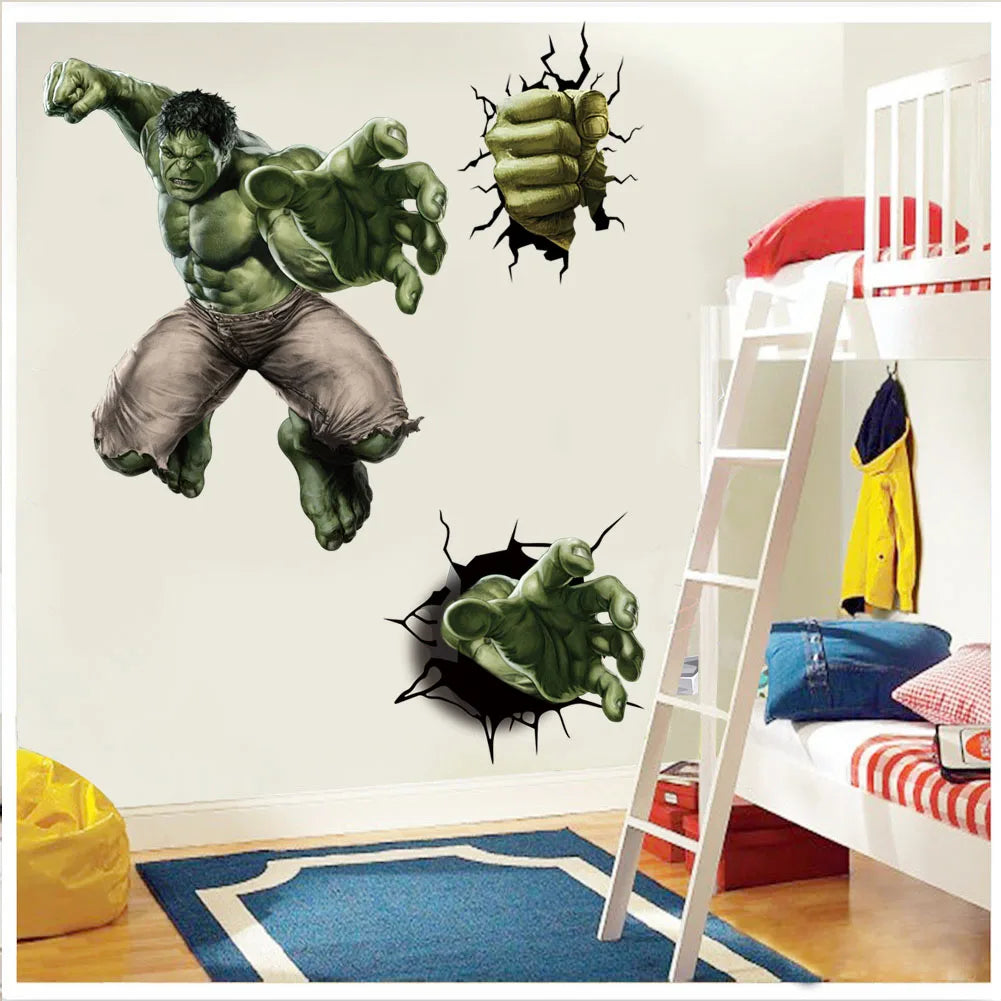 Spiderman, Captain America, Hulk Heroes Wall Stickers For Kids Room