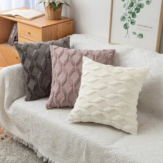 Soft Decor Plush Pillow Cozy Cushion Cover 45x45cm