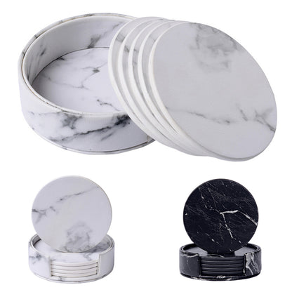 Marble Pattern Coaster Pu Coaster Double-sided Leather Coaster Bar Coaster Solid Color Leather Coaster